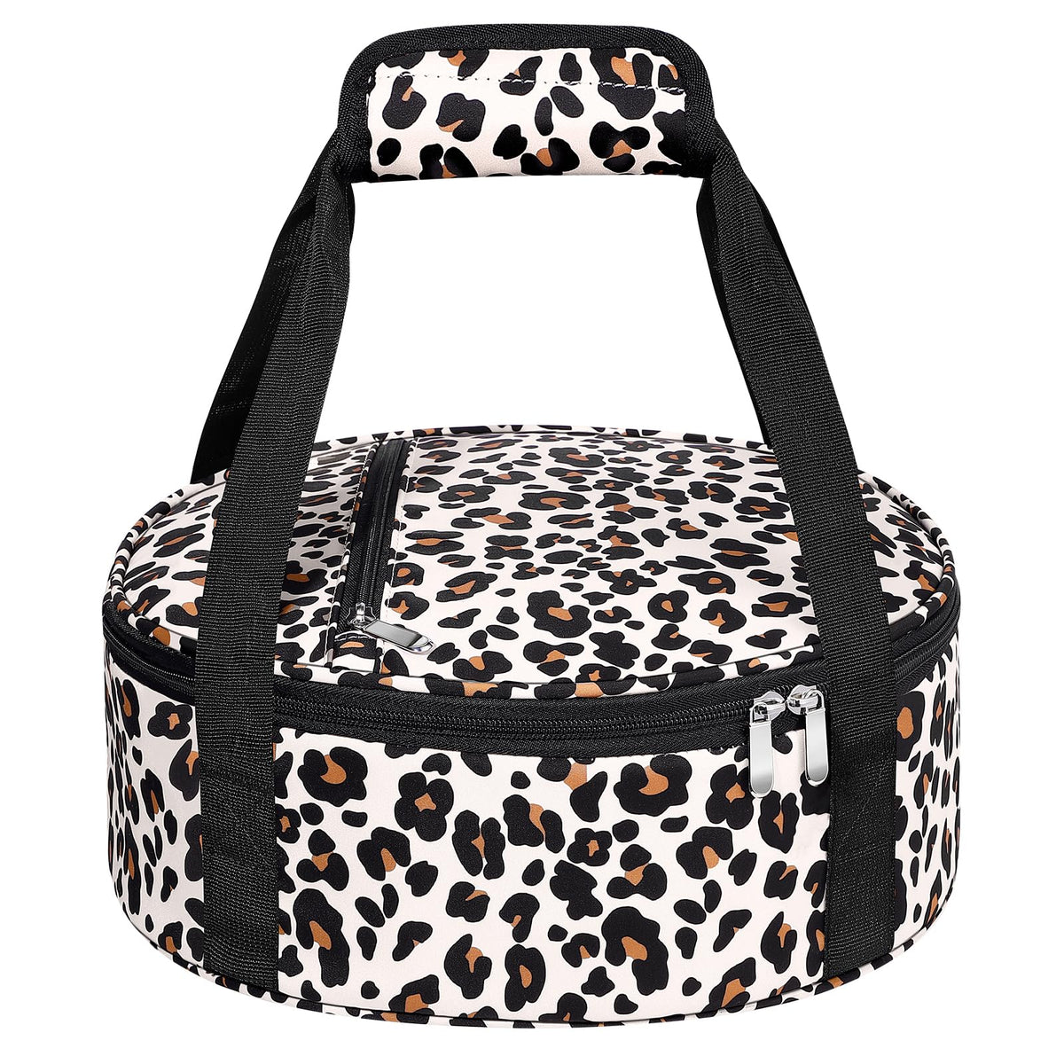 MIAOJIE leopard round insulated casserole carrier keeps hot meals ready to serve