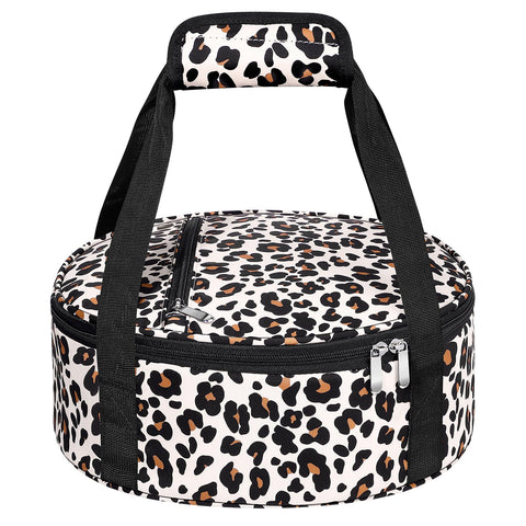 MIAOJIE leopard round insulated casserole carrier keeps hot meals ready to serve