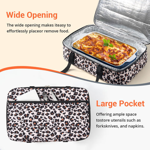MIAOJIE leopard print bag top pocket for utensils and napkins