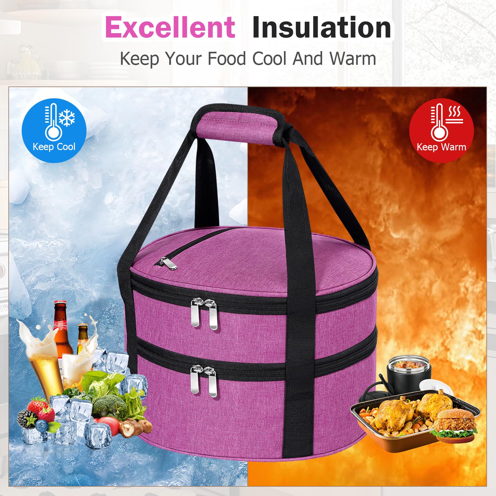 MIAOJIE two-way zipper design for quick access and reduced spills.