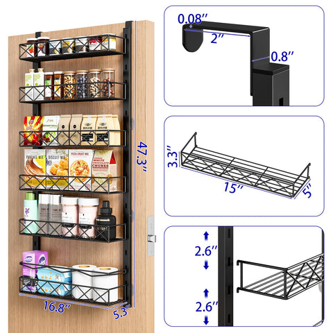 MIAOLI over the door organizer side view showing slim profile for tight spaces