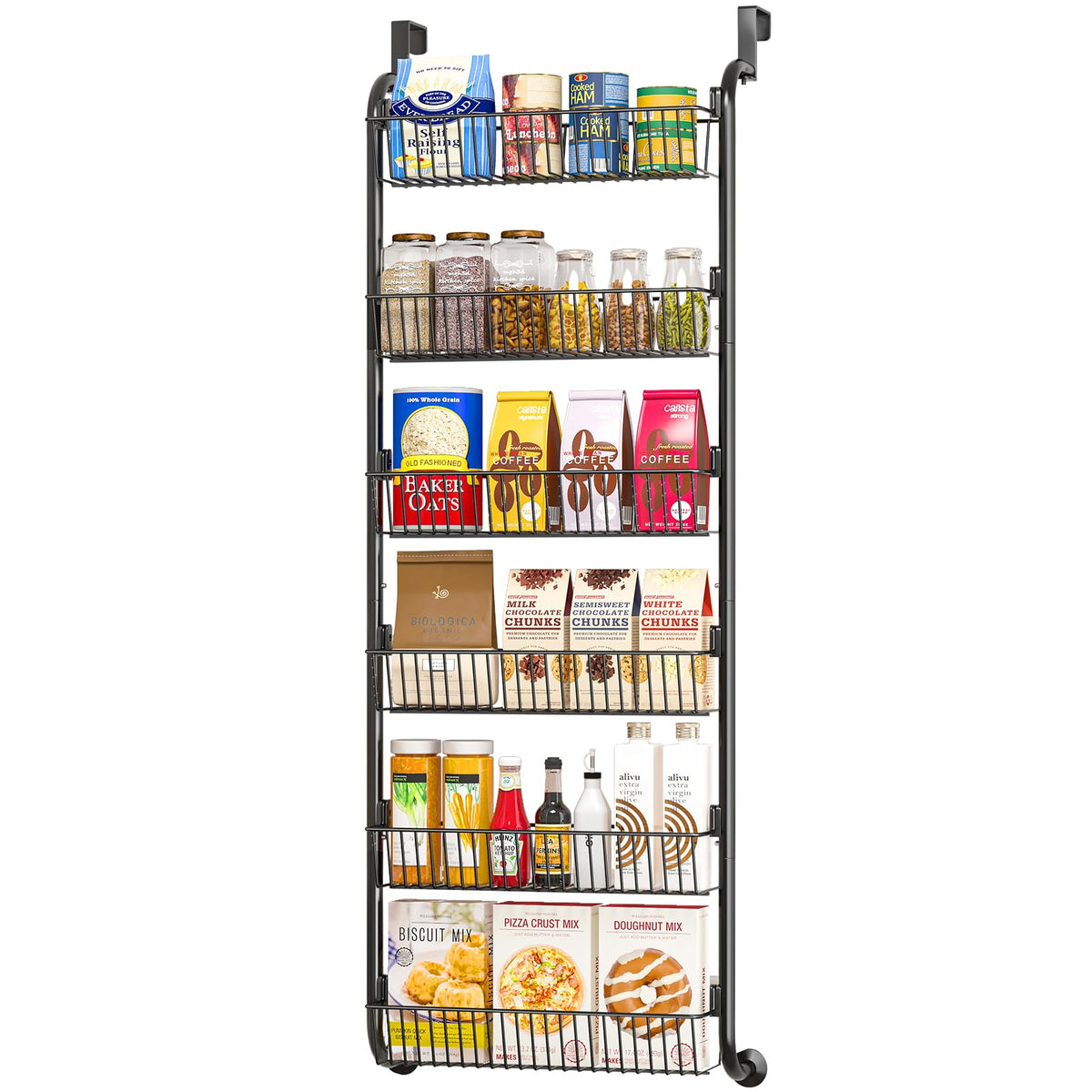 MIAOLI over-the-door pantry organizer with six-tier spice rack saves kitchen space