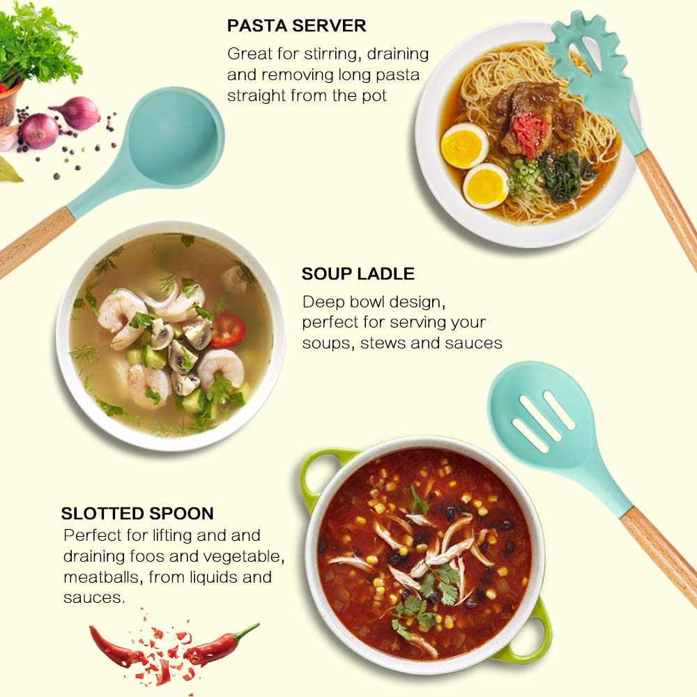 MIBOTE heat-resistant silicone handles withstand high temps for safe, versatile cooking.