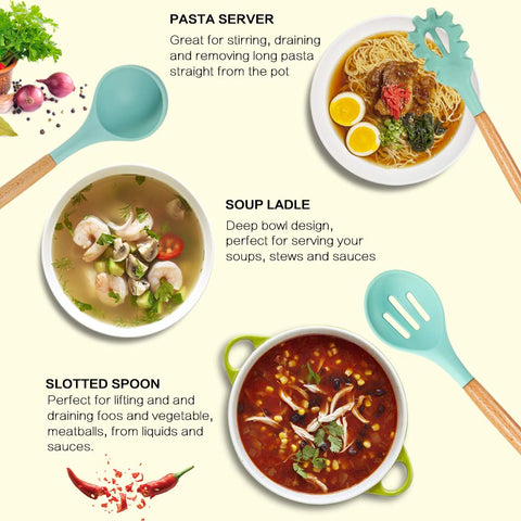 MIBOTE heat-resistant silicone handles withstand high temps for safe, versatile cooking.