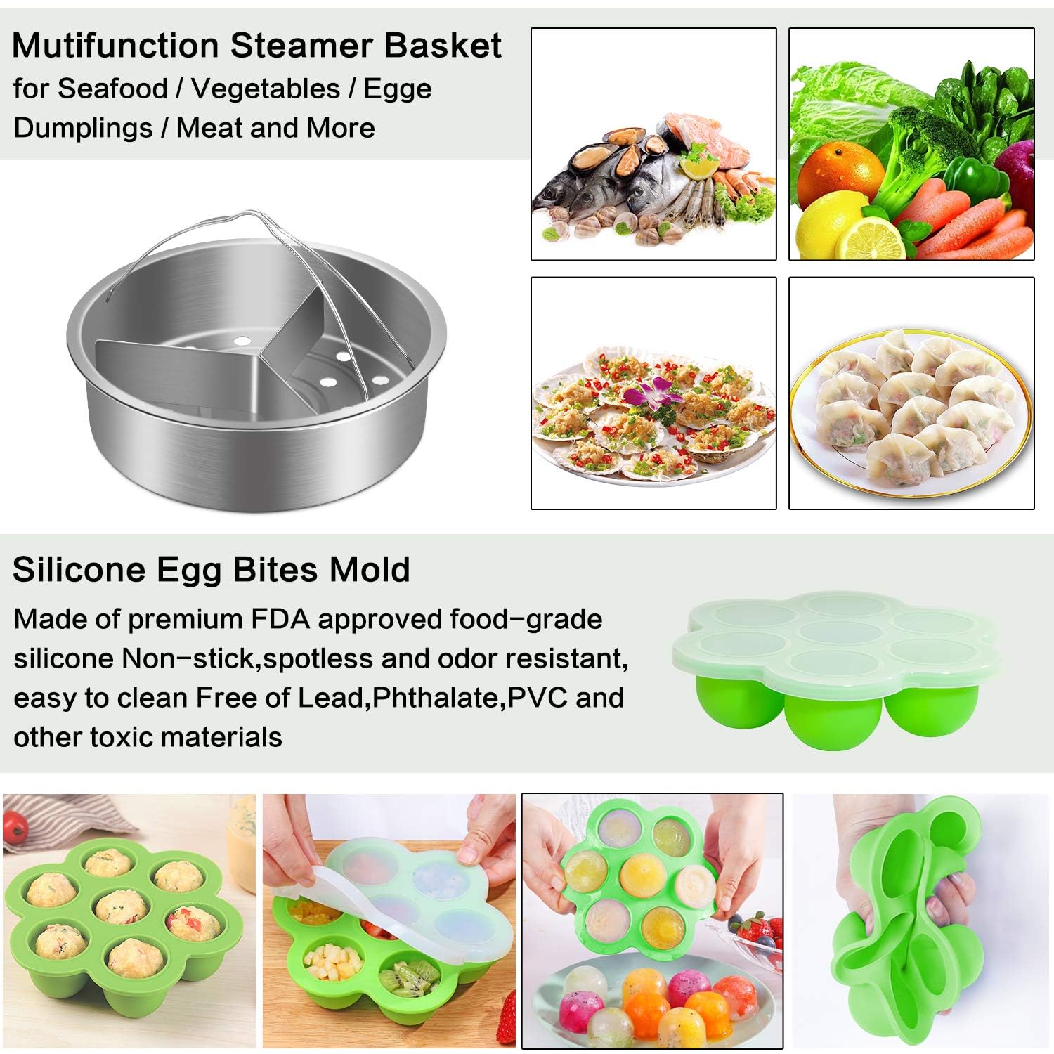 MIBOTE 98pcs egg bites mold for portioned, quick meals.