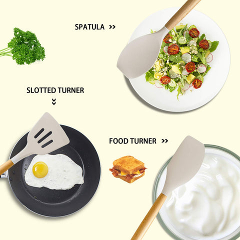 MIBOTE wooden-handle utensils highlight natural grip and rust resistance in the kitchen.