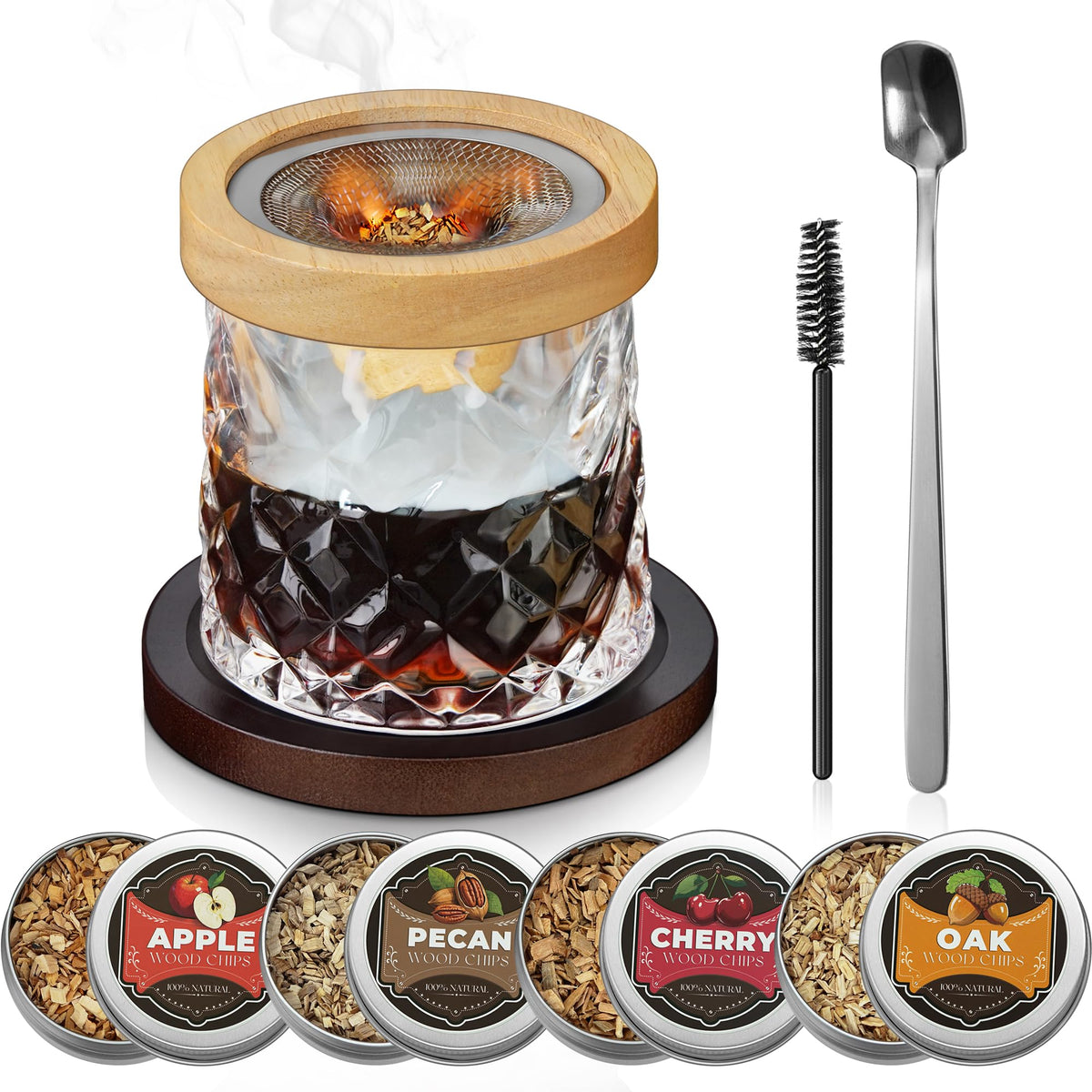 Micanlo whiskey smoker kit wood chip flavors for rich smoky cocktails at home.