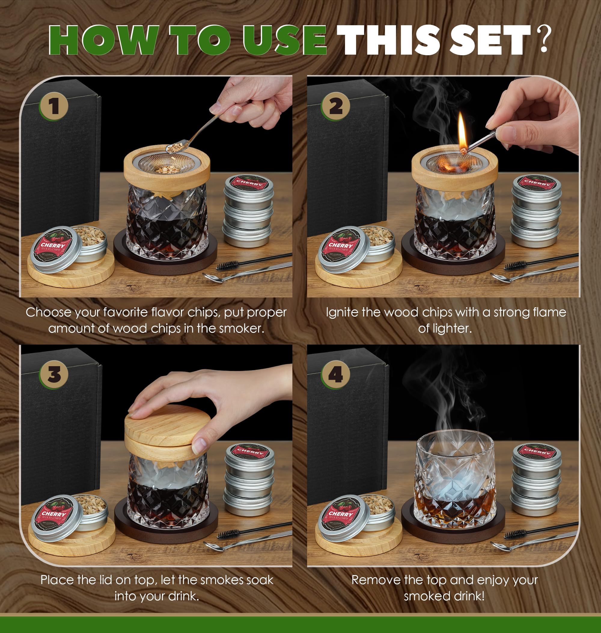 Micanlo wooden smoker with brush supports easy cleanup after use.