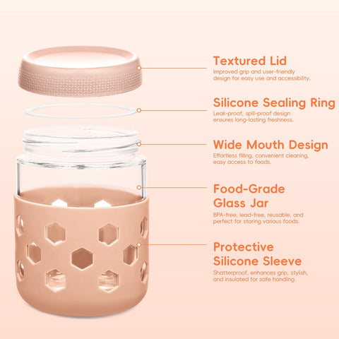 MICEBAY wide-mouth jar with airtight twist-on lid preserves freshness and prevents leaks