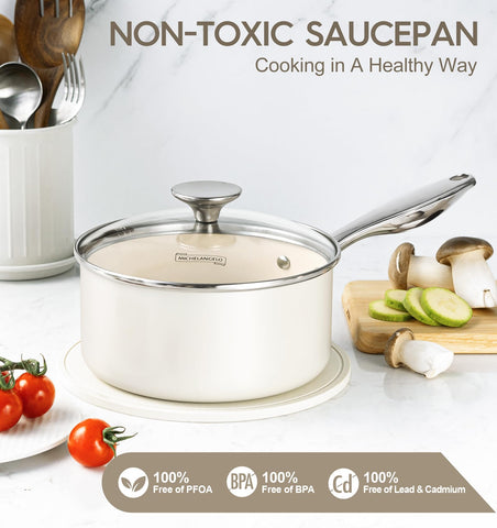Michelangelo ceramic nonstick coating ensures smooth release and quick cleanup