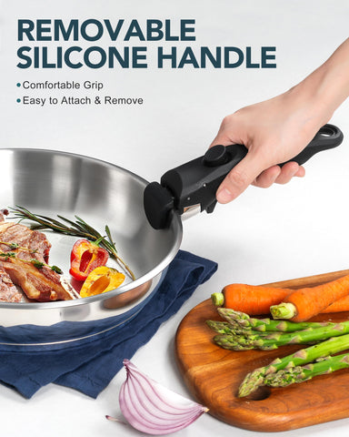 Michelangelo detachable handle design enables compact stackable storage after use