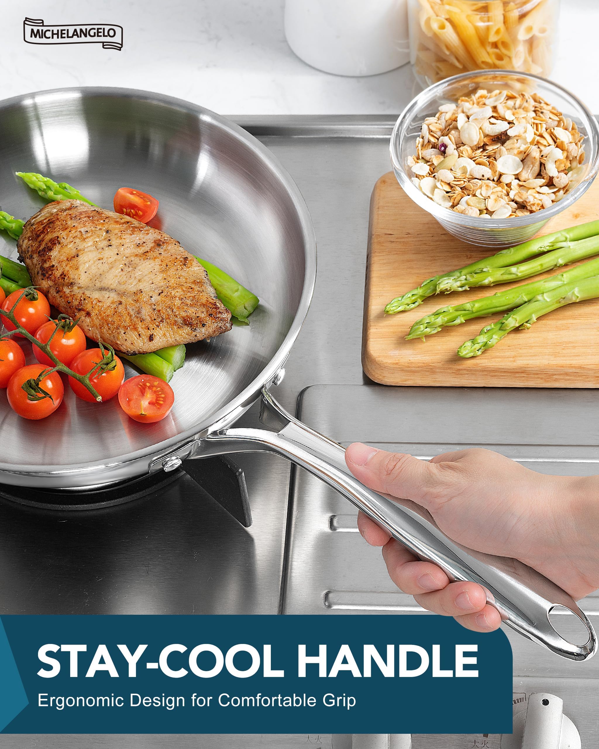 Michelangelo dishwasher-safe surface simplifies cleanup after busy evenings.