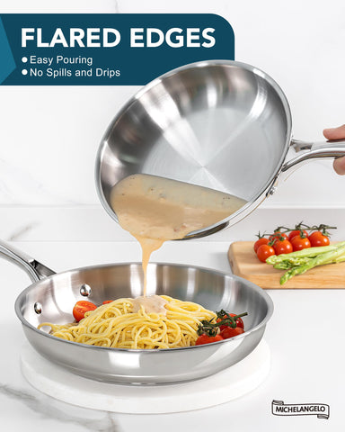 Michelangelo ergonomic handle provides a secure, comfortable grip during cooking.