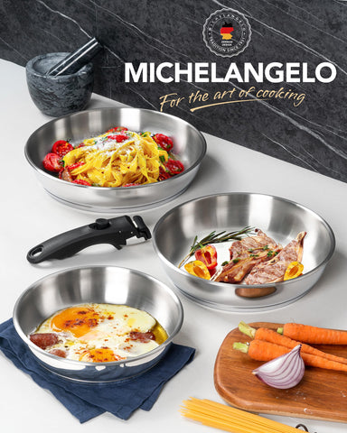 Michelangelo ergonomic heat-resistant handles provide a secure grip