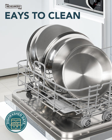 Michelangelo even-heat stainless steel pan delivers consistent results