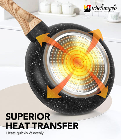 Michelangelo glass lid helps you monitor simmering without lifting.