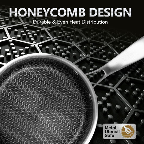 Michelangelo 2qt saucepan with honeycomb interior for consistent simmering.