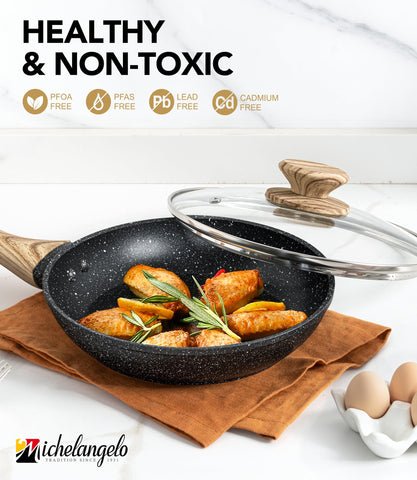 Michelangelo induction-compatible pan works well on modern stoves.