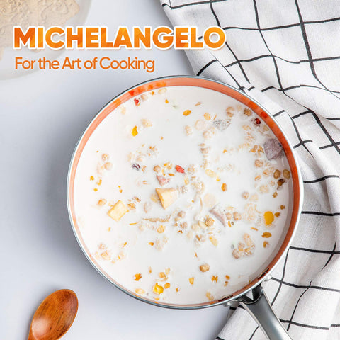 Michelangelo nonstick pan is easy to clean after sauces and soups.
