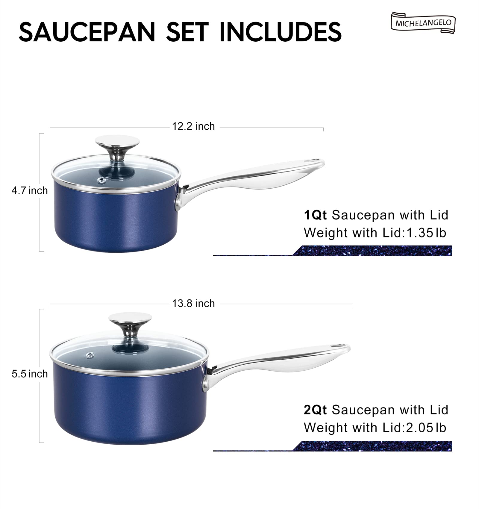MICHELANGELO saucepan set serves as versatile multipurpose cookware in daily meals.