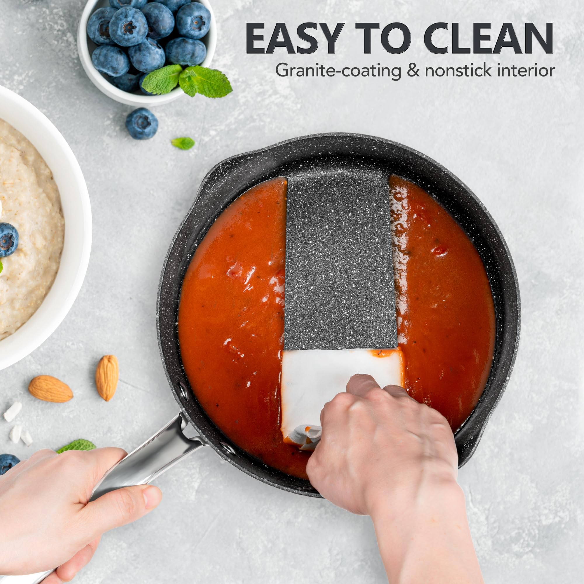 Induction-compatible Michelangelo cookware delivers even heat on induction hobs
