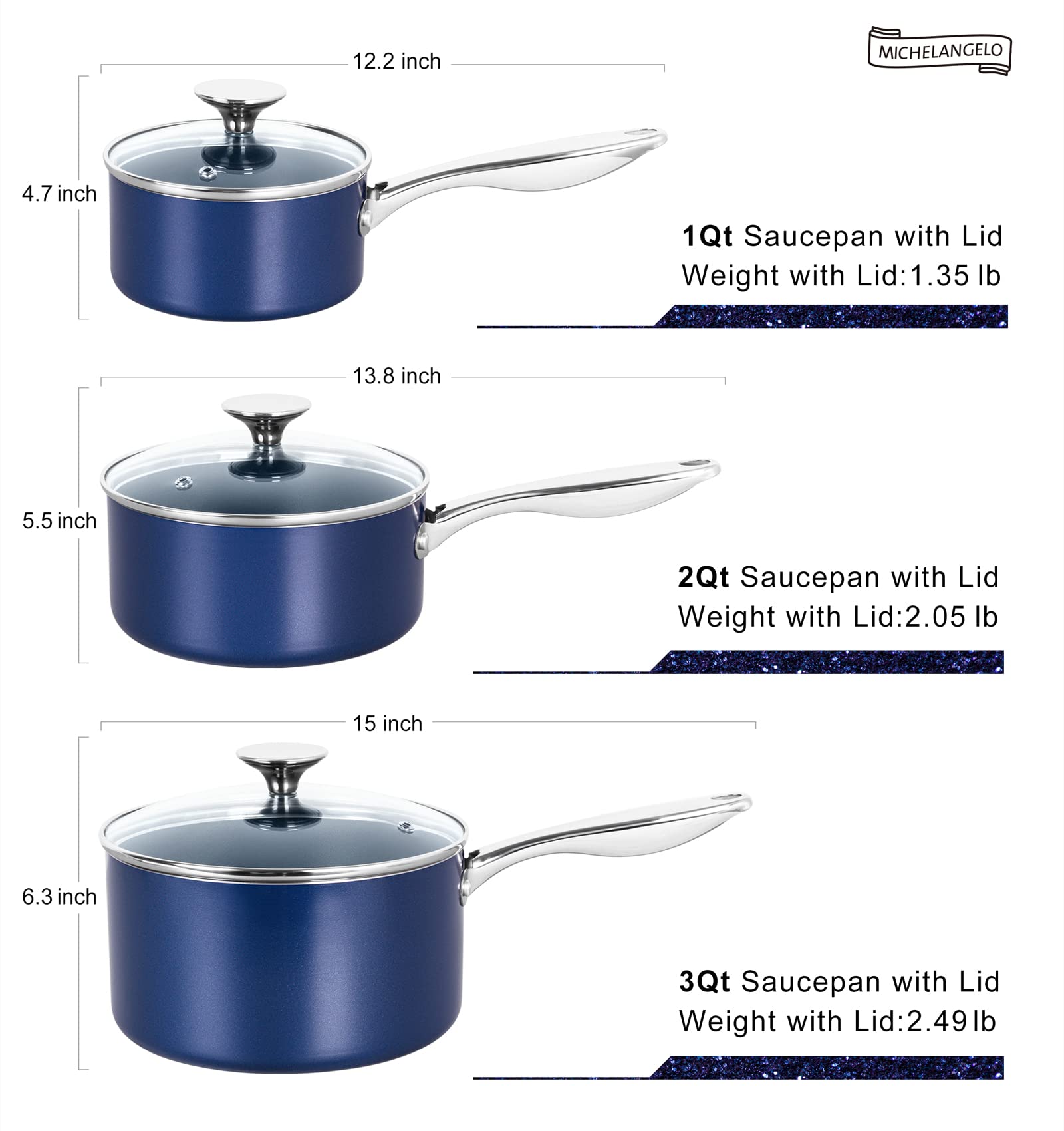 MICHELANGELO oven-safe-350f saucepan suitable for finishing in the oven