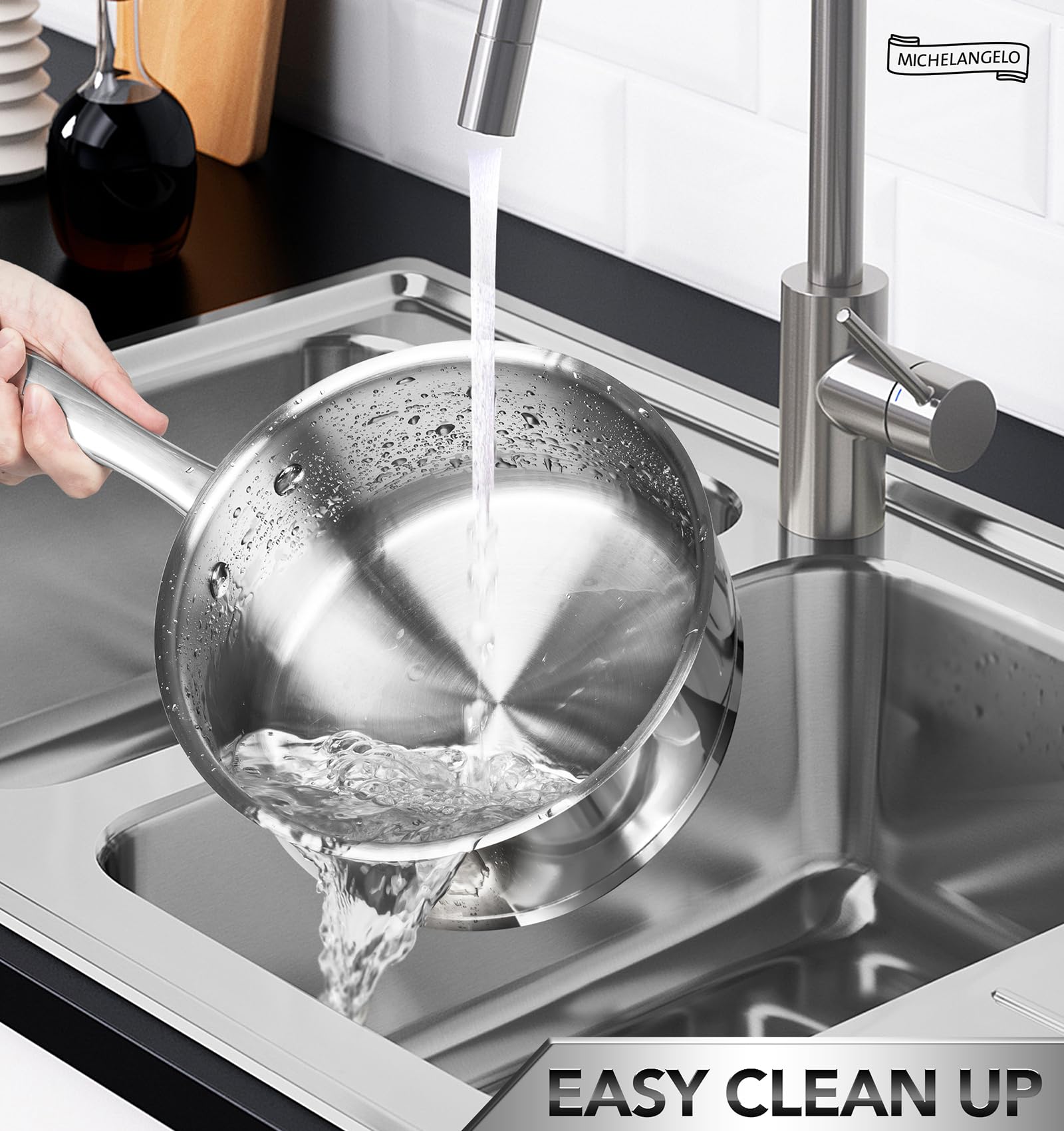 Michelangelo dishwasher-safe stainless steel for easy cleanup.