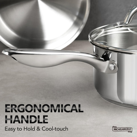 MICHELANGELO triple-bottom induction-ready design ensures even heating.