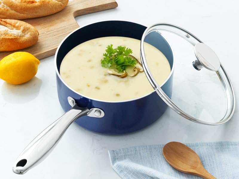 Michelangelo saucepan with sturdy double-riveted handle for comfortable control