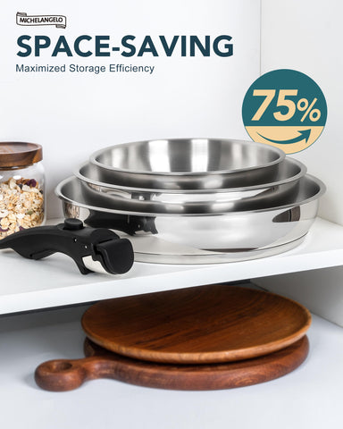 Michelangelo 11-inch pan with detachable grip for family-sized cooking