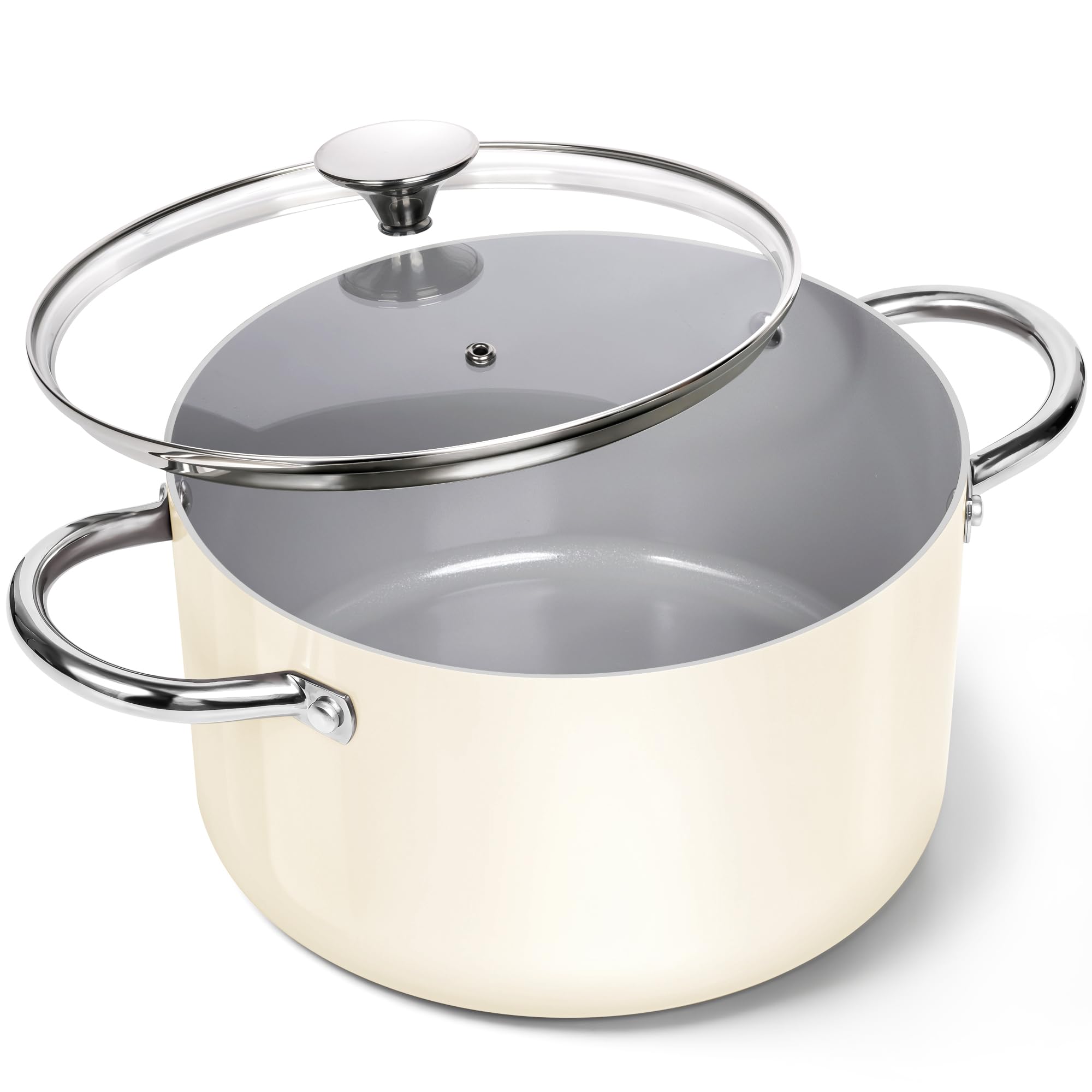 Michelangelo 6 qt stock pot with lid for easy monitoring and even cooking