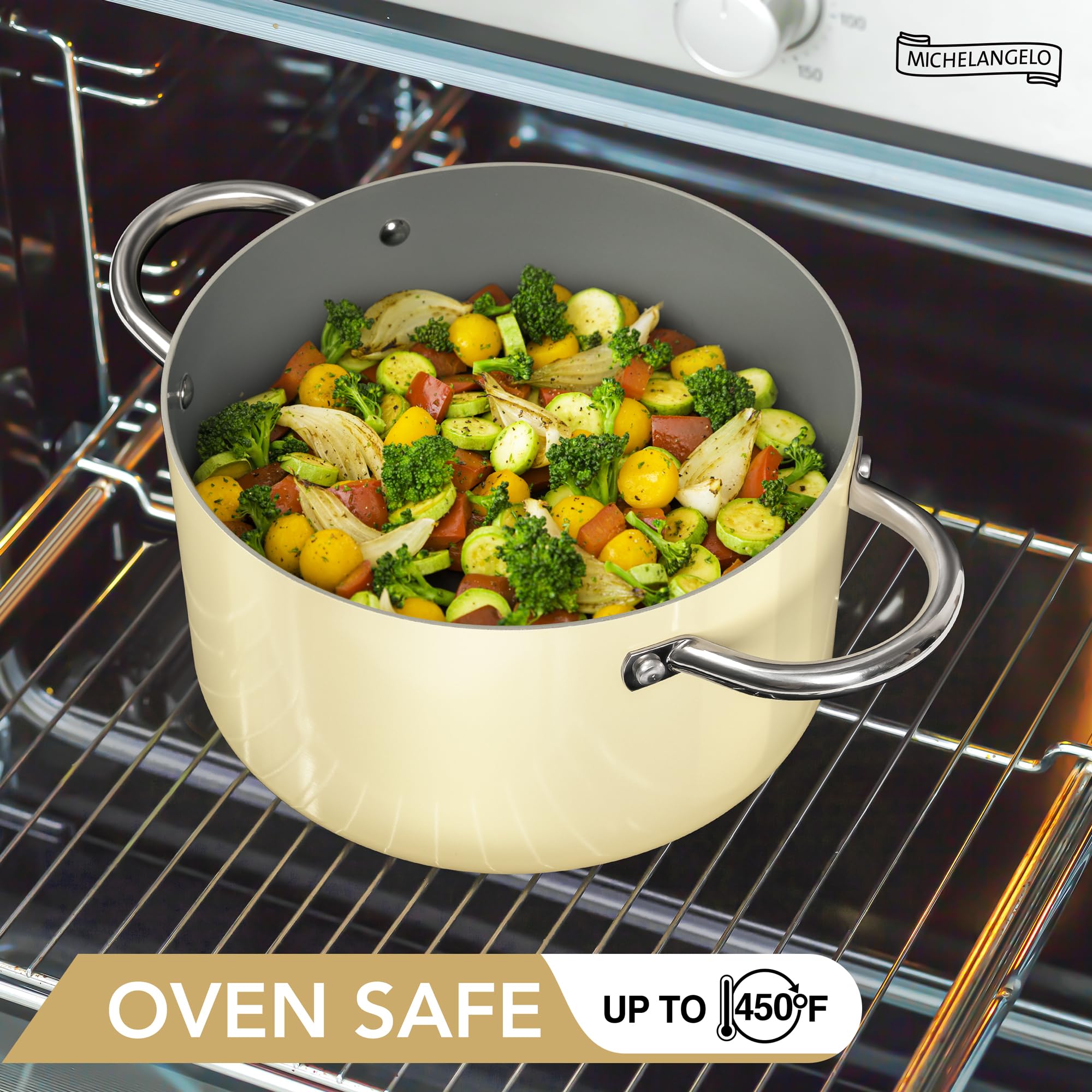 Michelangelo induction-compatible stock pot suitable for all cooktops