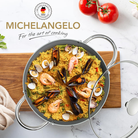 Michelangelo stock pot designed for stovetop to oven use across meals