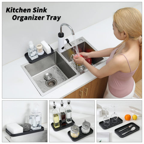 MicoYang raised-edge silicone tray prevents water overflow on sinks.