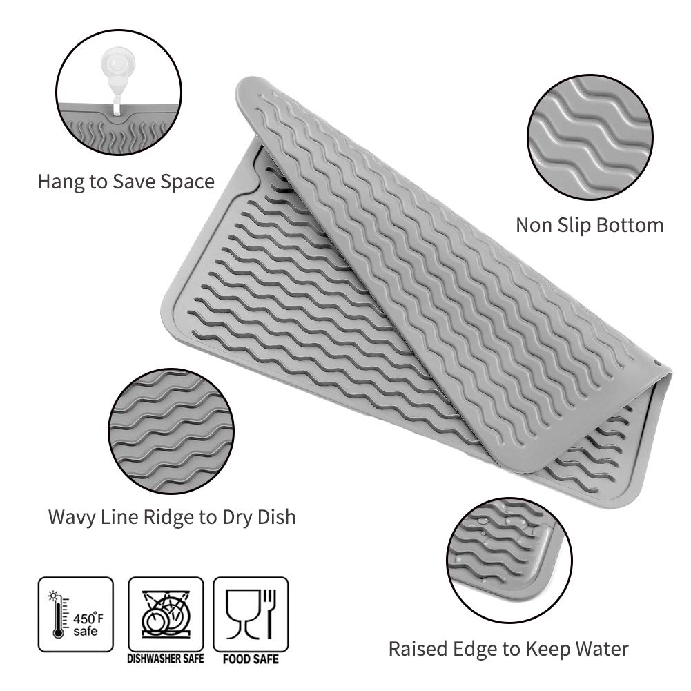 MicoYang silicone dish drying mat folded for compact storage