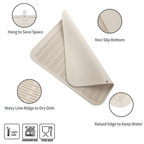 MicoYang silicone dish drying mat heat-resistant safe for hot pots and pans.