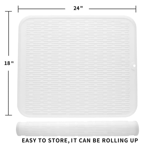 MicoYang silicone drying mat in sink-drying setup protects countertop and catches drips.