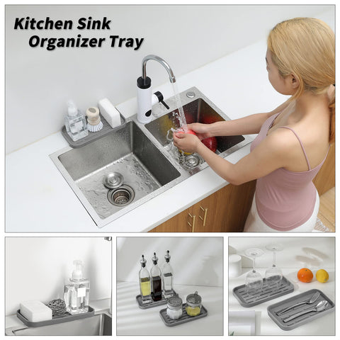 MicoYang organizer tray neatly holds bottles and cups on the sink or counter.