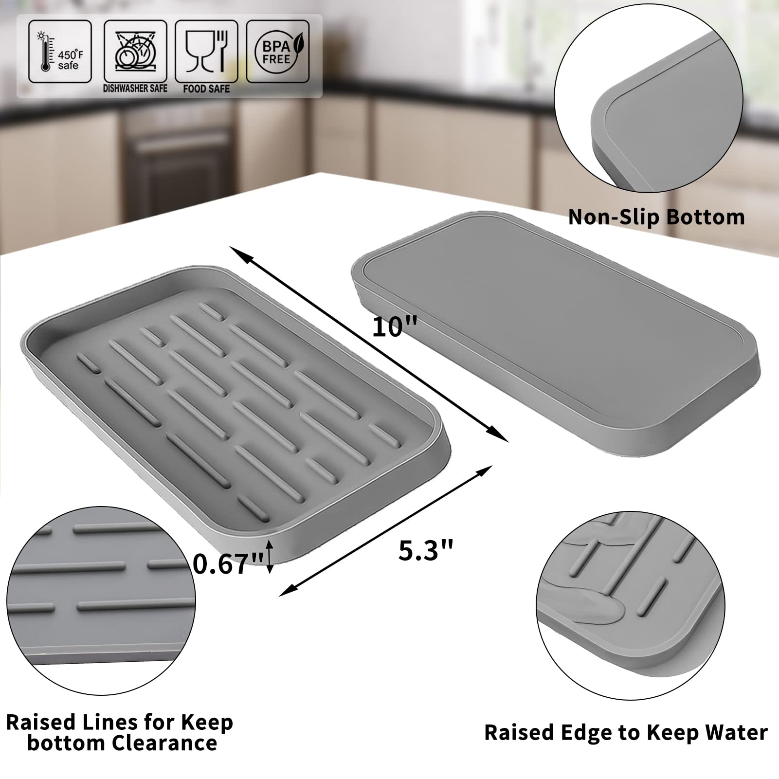 MicoYang sponge holder tray organizes dish soap dispenser and scrubber area.