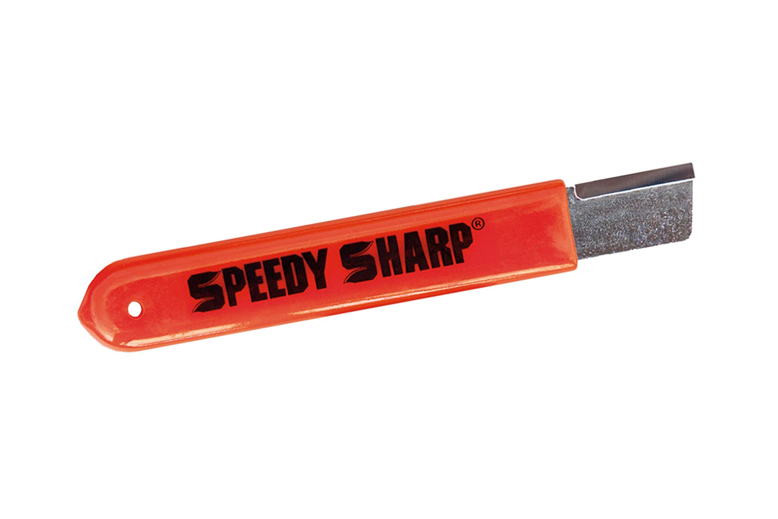 Micro 100 KS-1 orange sharpener, front view, quick blade maintenance.