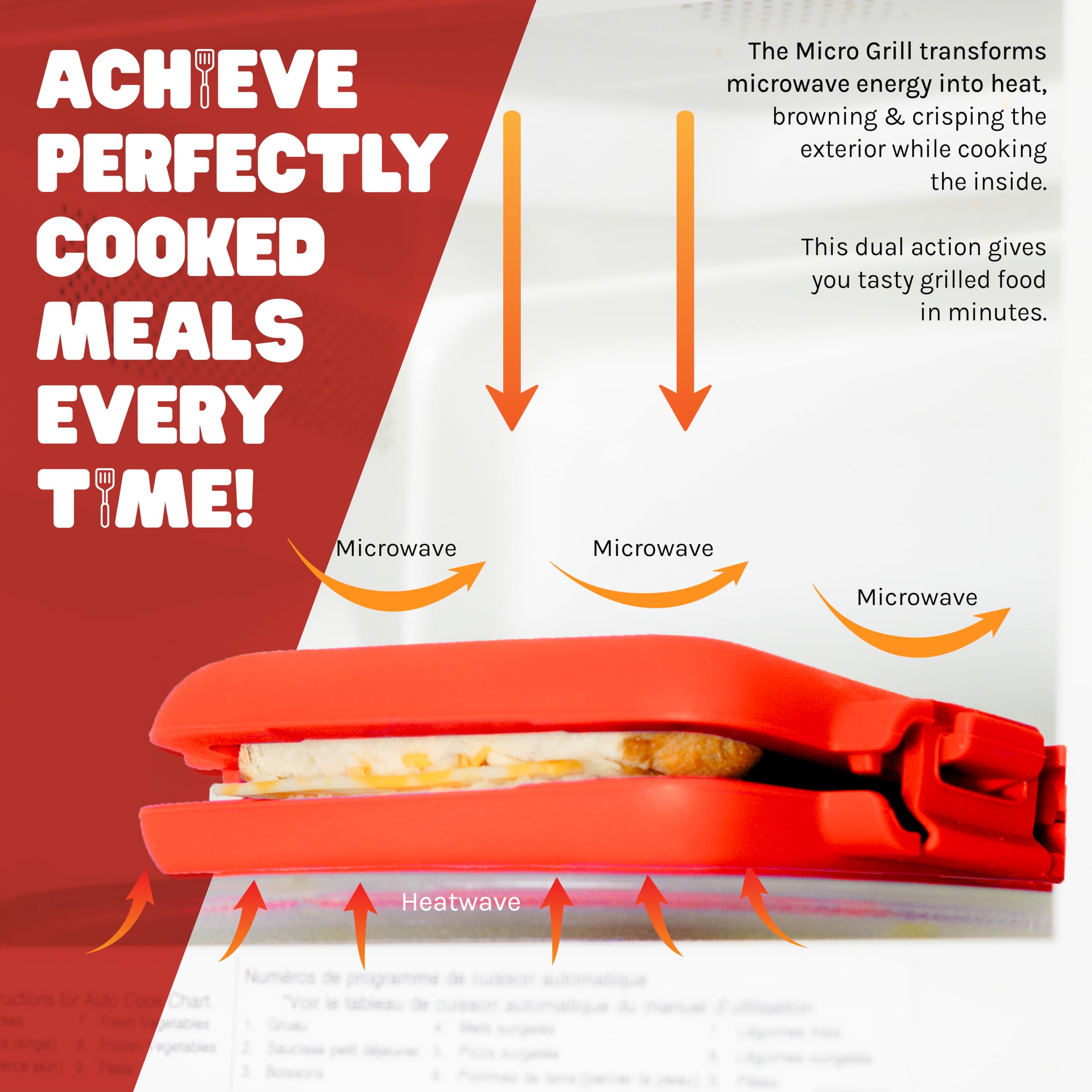 Micro Grill nonstick surface closeup highlights easy cleanup after meals.