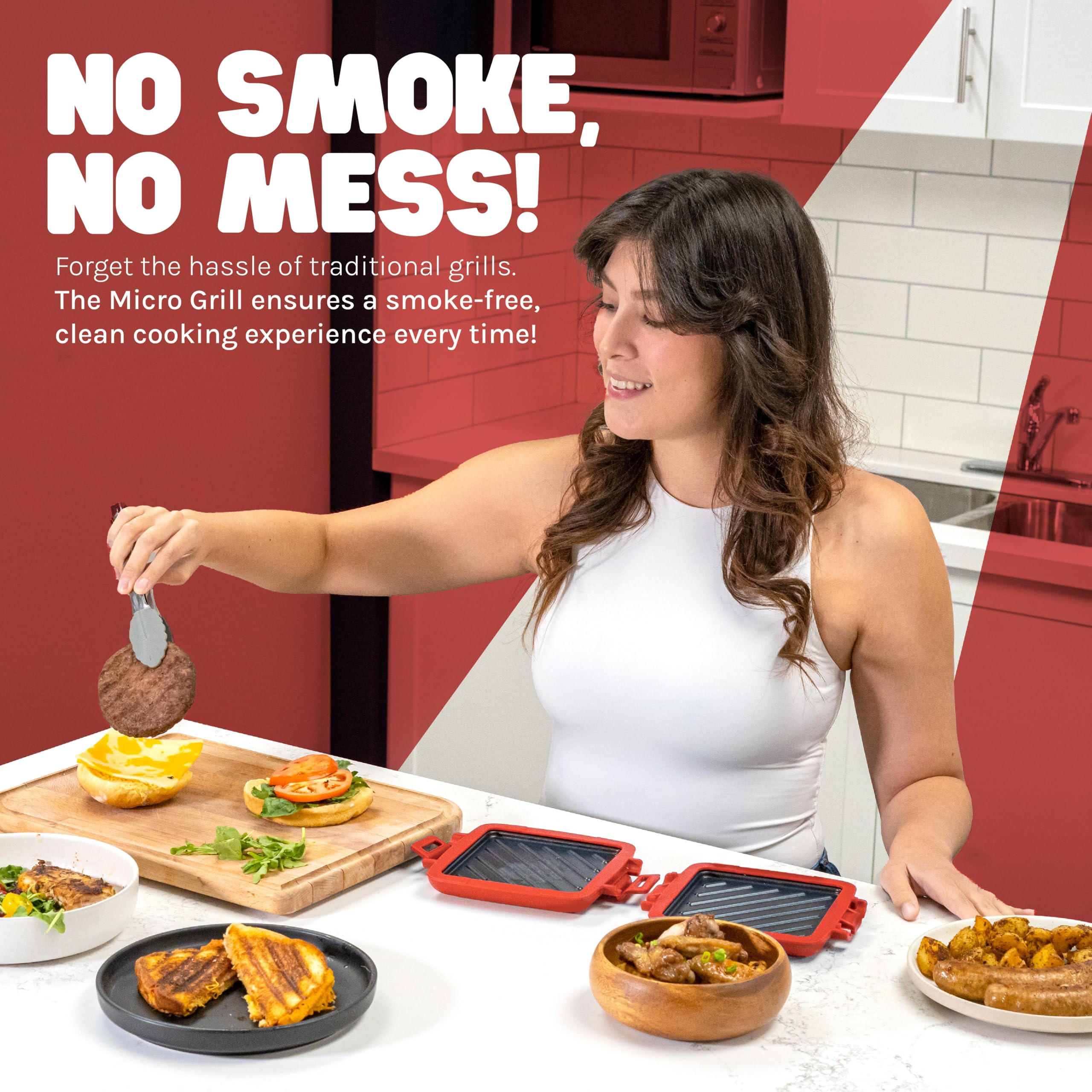 Micro Grill panini press in use, ideal for quick, flavorful office lunches.