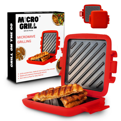 Micro Grill toastie maker, front-angle view, for quick crispy sandwiches at home.