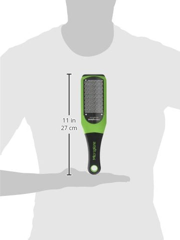 Microplane Artisan stainless steel blade highlighted for dishwasher-safe design.