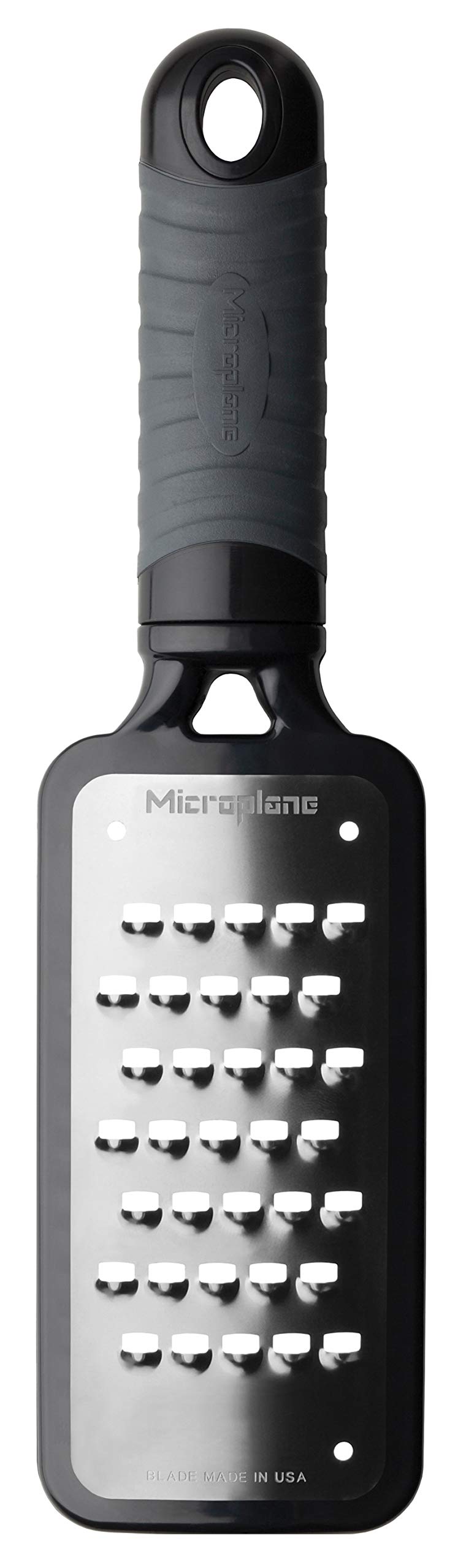 Microplane Home Series Extra Coarse Grater front view with thick cheese shredding capability