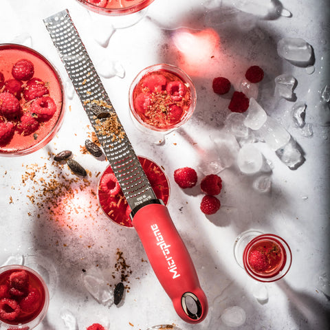 Microplane Premium Classic Zester shaving nutmeg for warm spice finish