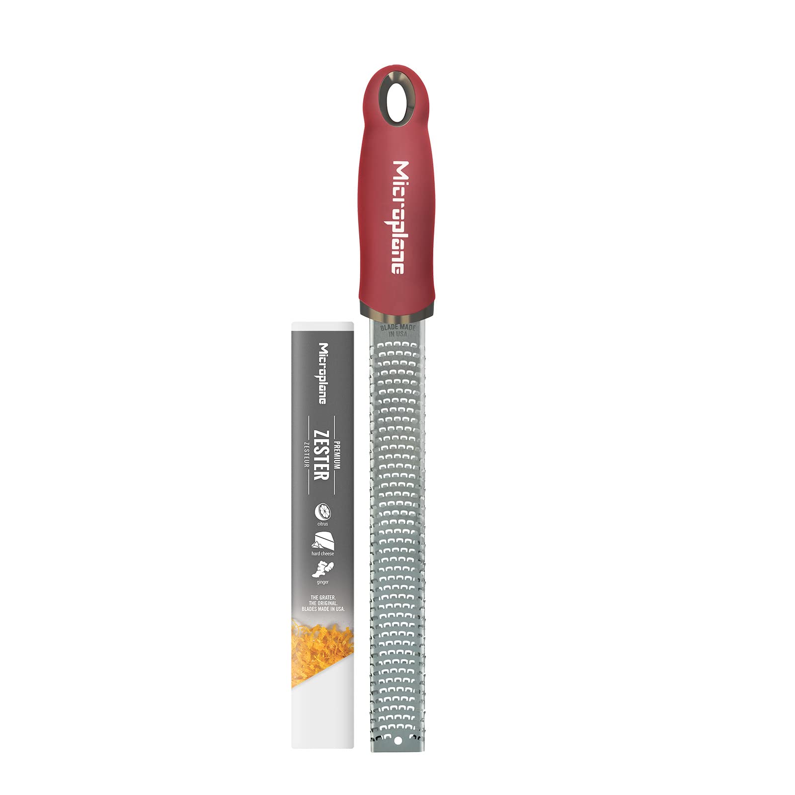 Microplane Premium Classic Zester blade close-up for precise citrus zest