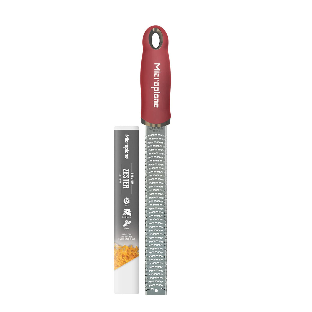 Microplane Premium Classic Zester blade close-up for precise citrus zest