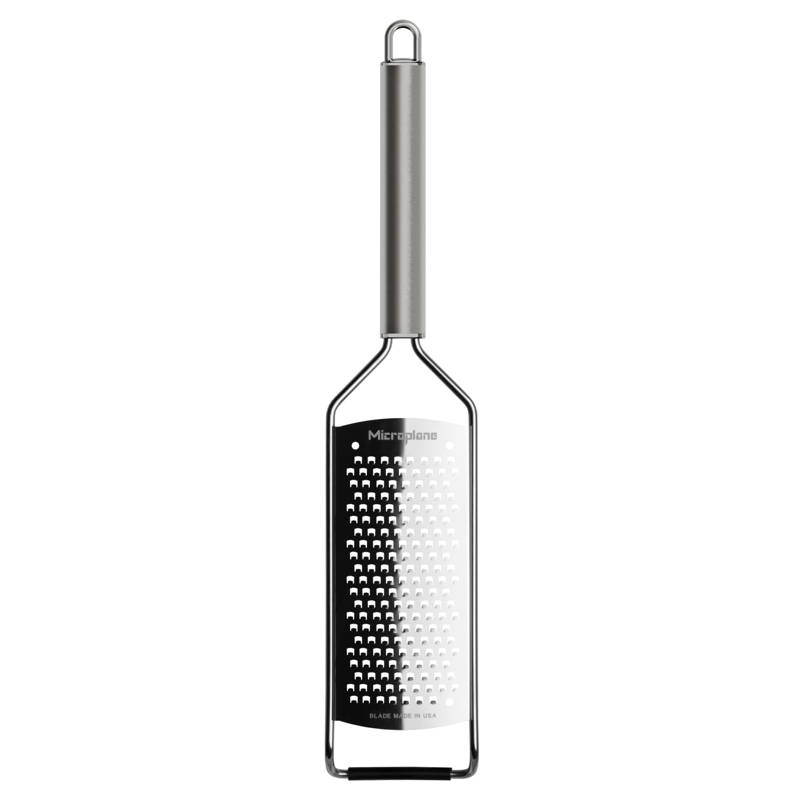 Microplane professional coarse grater ergonomic handle for comfortable grating.