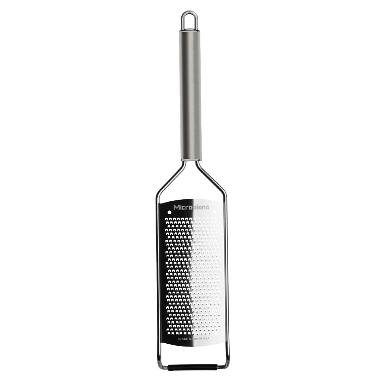 Microplane grater blade close-up showing surgical-grade blades for precise grating